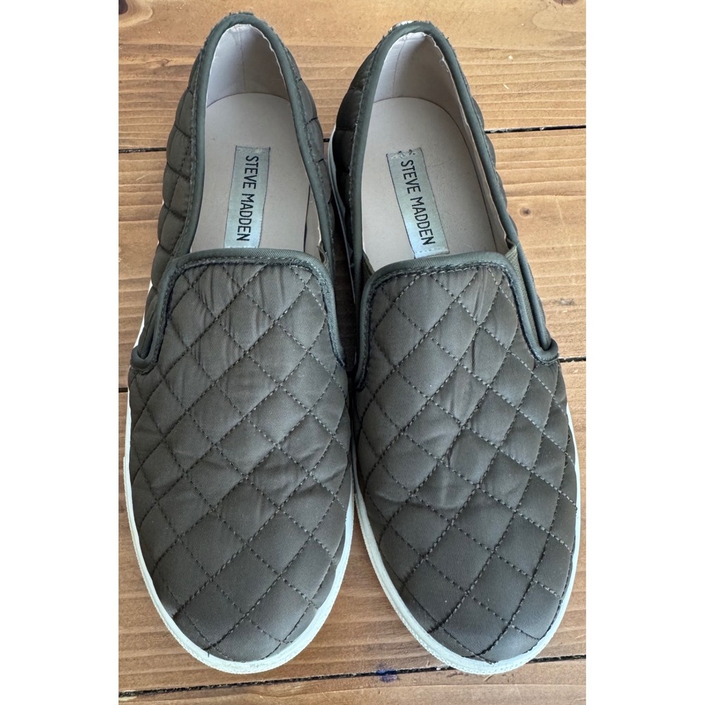 Steve Madden ECNTRCQT Olive Green Quilted Slip On Sneakers Mens 8.5B